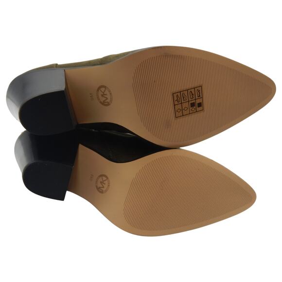 Michael Kors MK Dover Faux Suede Stretch Heeled Ankle Boots Booties Olive Sz 9M - Picture 8 of 13